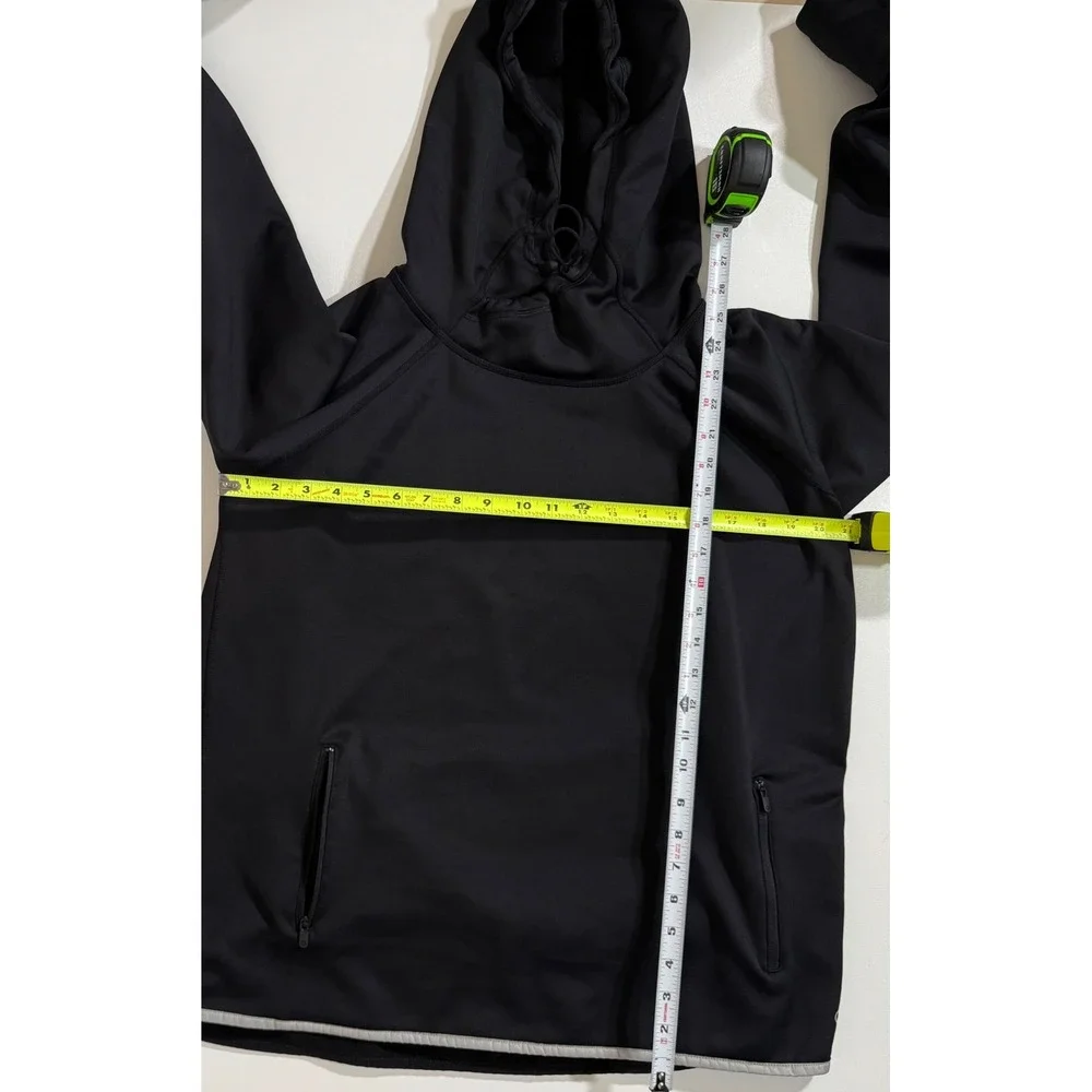 GapFit  Black Performance Pullover Hoodie Reflective Trim Thumbholes Size L - Picture 5 of 5